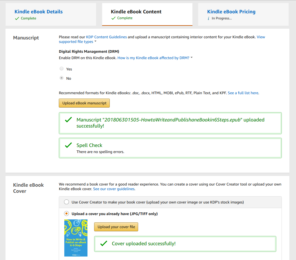KDP -亚马逊Kindle直接出版-上传一个电子书文件