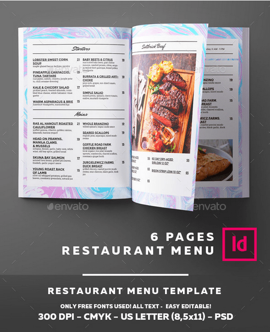 热带主题餐厅菜单模板-菜单模板