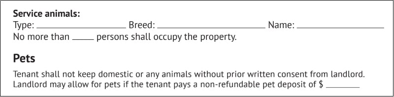 定义任何宠物的具体要求或限制。