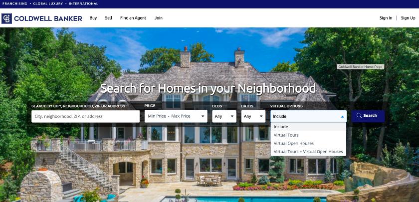 Coldwell Banker房乐鱼体育app官方地产网站与虚拟搜索选项