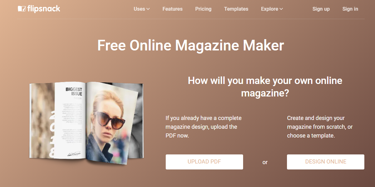 Flipsnack免费在线杂志制作者登陆页面