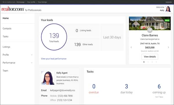 Realtor.com代理要领工具箱仪表板