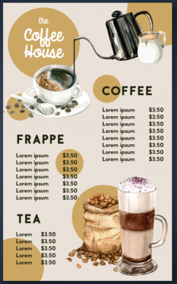 图文咖啡店菜单