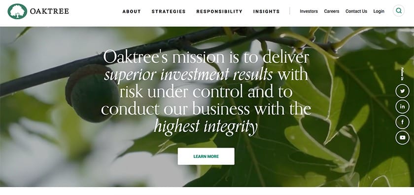 橡树资本网站使命声明标题。