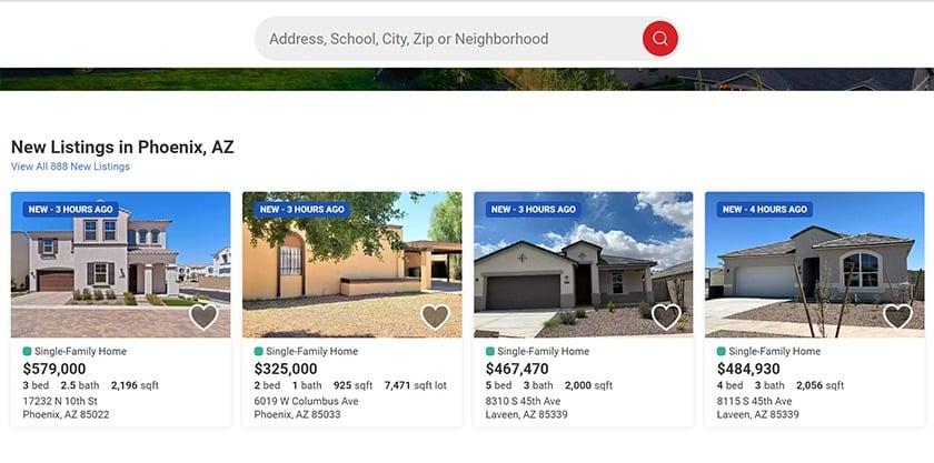 Realtor.com上亚利桑那州凤凰城的房产列表。