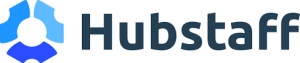 Hubstaff标志，链接到Hubstaff主页在一个新的选项卡。