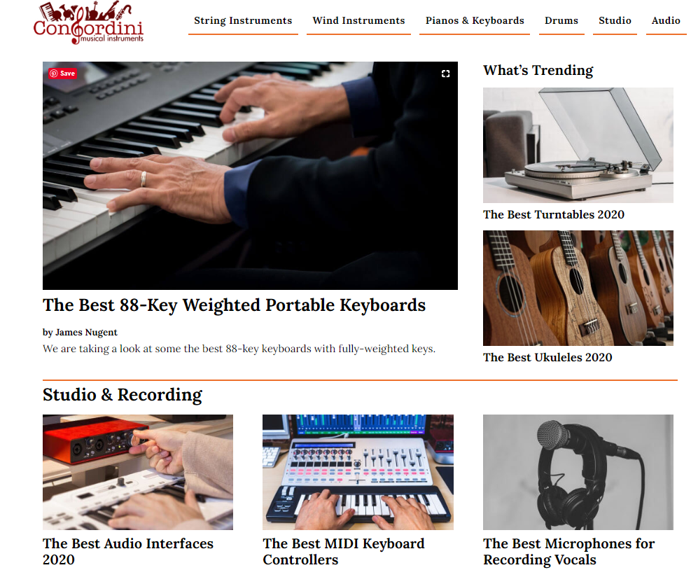 财团音乐博客的特色是乐器和设备的评论