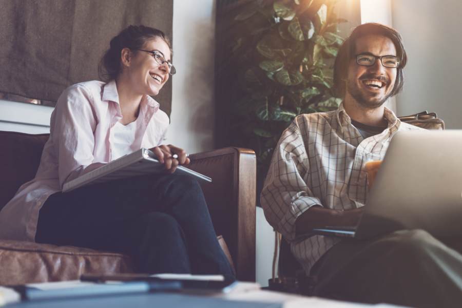 Man and Woman Laughing