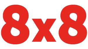 8×8 logo，链接到一个新选项卡中的8x8主页。