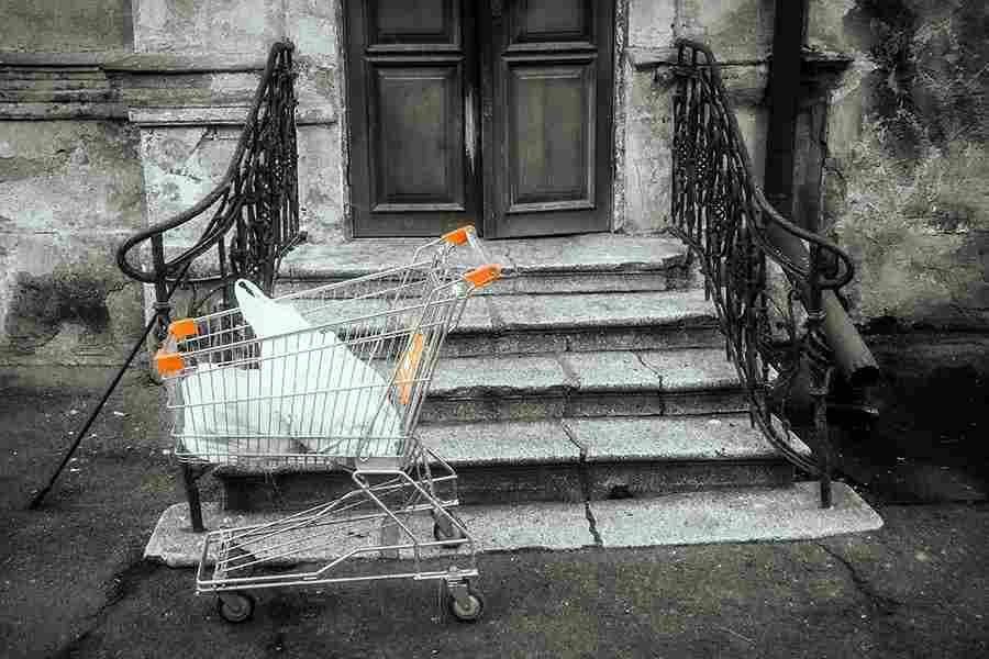 Discarded shopping cart