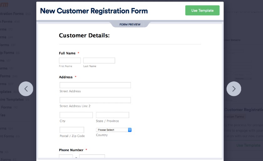 JotForm新客户登记表格截图