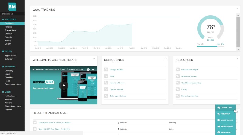 Brokermint用户仪表板