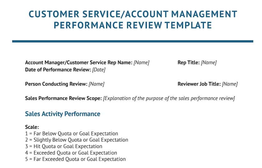 客户服务管理绩效评估模板