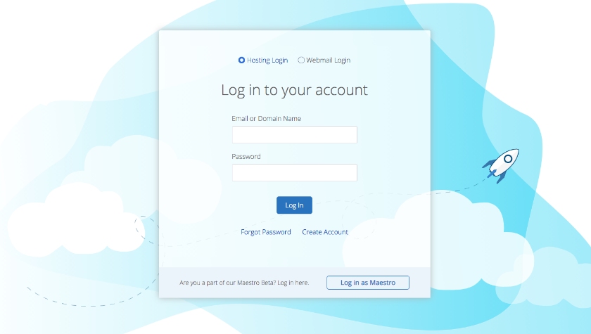 Bluehost用户的登录界面。