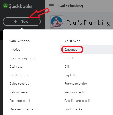 QuickBooks在线费用交易
