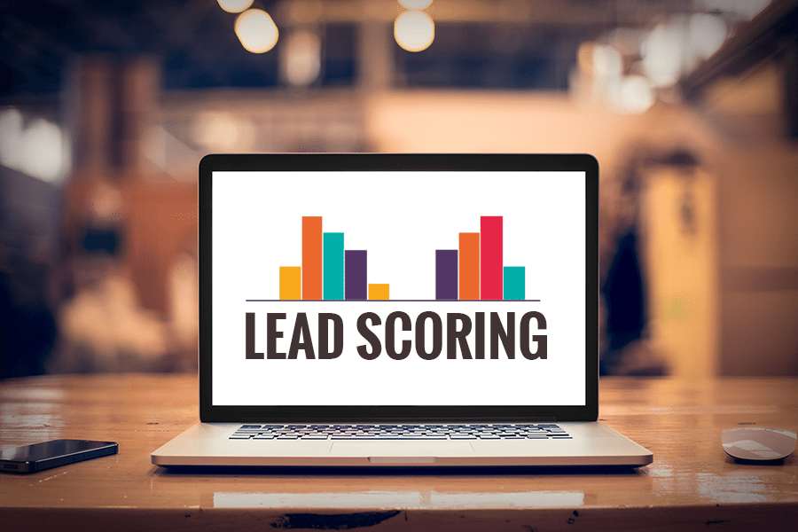 Lead scoring text with data graph.