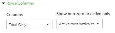 QuickBooks在线行和列选项