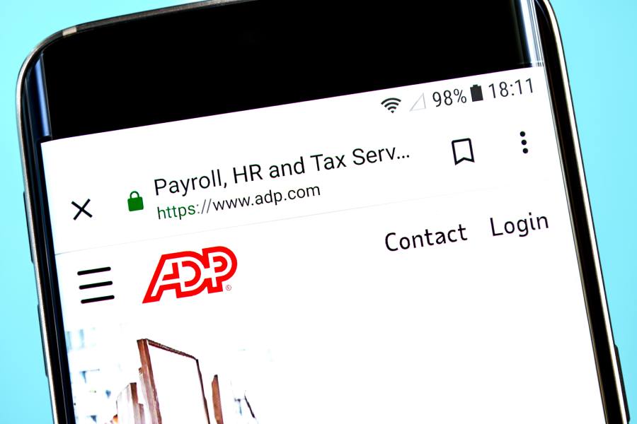 ADP logo on phone screen