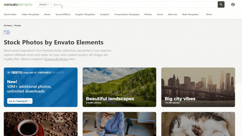 Envato Elements很容易为网站找到和排序库存图片