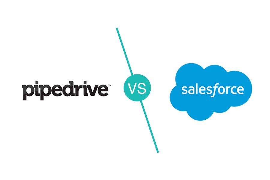 Pipedrive vs Salesforce徽标。