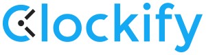 Clockify标志，链接到Clockify主页在一个新的选项卡。