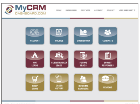 MyCRM仪表板界面。