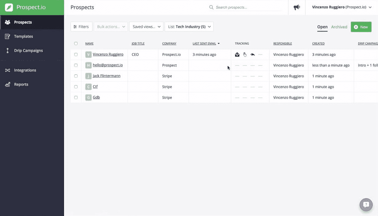 Prospect.ioProspect Monitoring Page