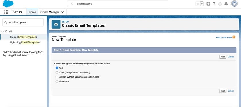 Salesforce电子邮件模板管理。
