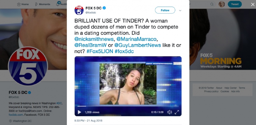 Tinder数十个Dopes约会在Fox5 DC