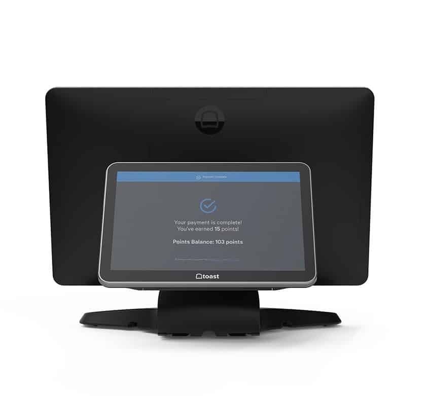 展示Toast ELO平板电脑，面向客户显示。