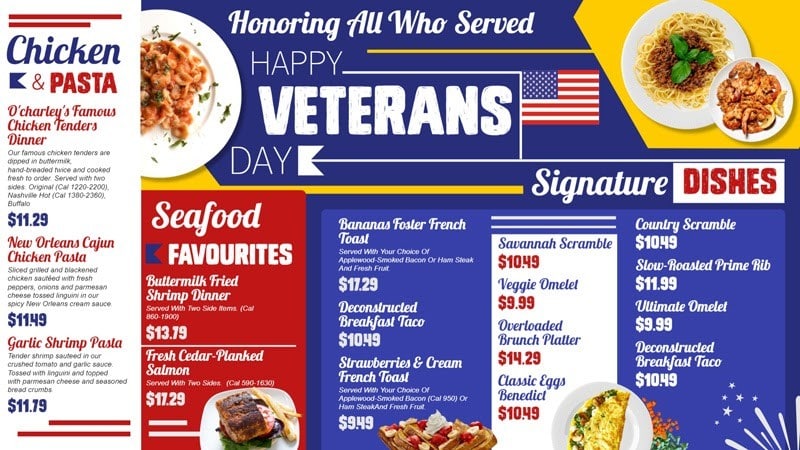 显示退伍军人节菜单风格。