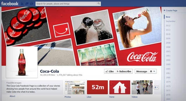 可口可乐使用Facebook接触受众的截图