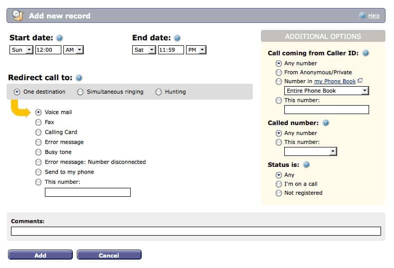 Callcentric允许调用方筛选入站调用。