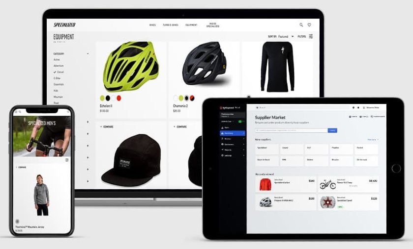 在设备上显示光速库存电子商务。