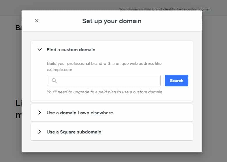 Screenshot of Setting Up Domain on Square