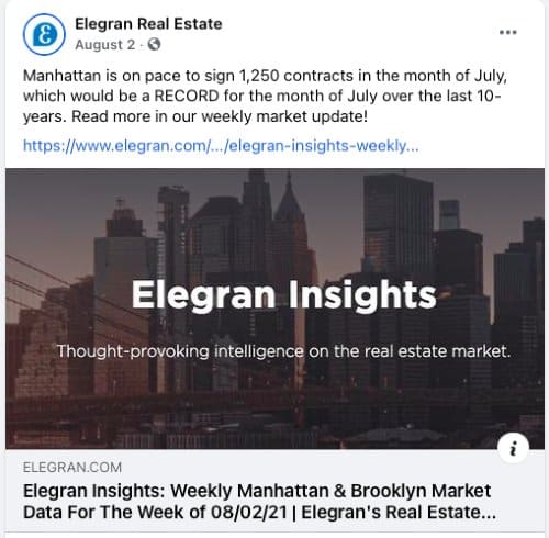 Market Update Facebook post from Elegran Real Estate