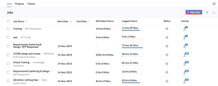 展示Zoho CRM如何允许用户记录花费在项目上的时间。
