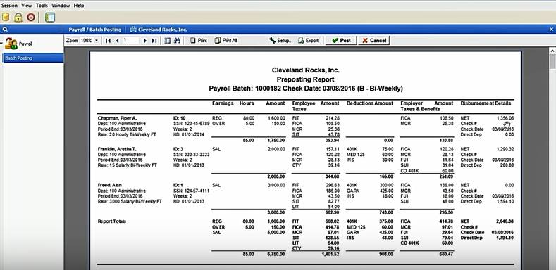 Payroll4Free的工资报告。