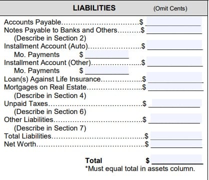 这是你用来总结负债和应付账款的表格的一部分。