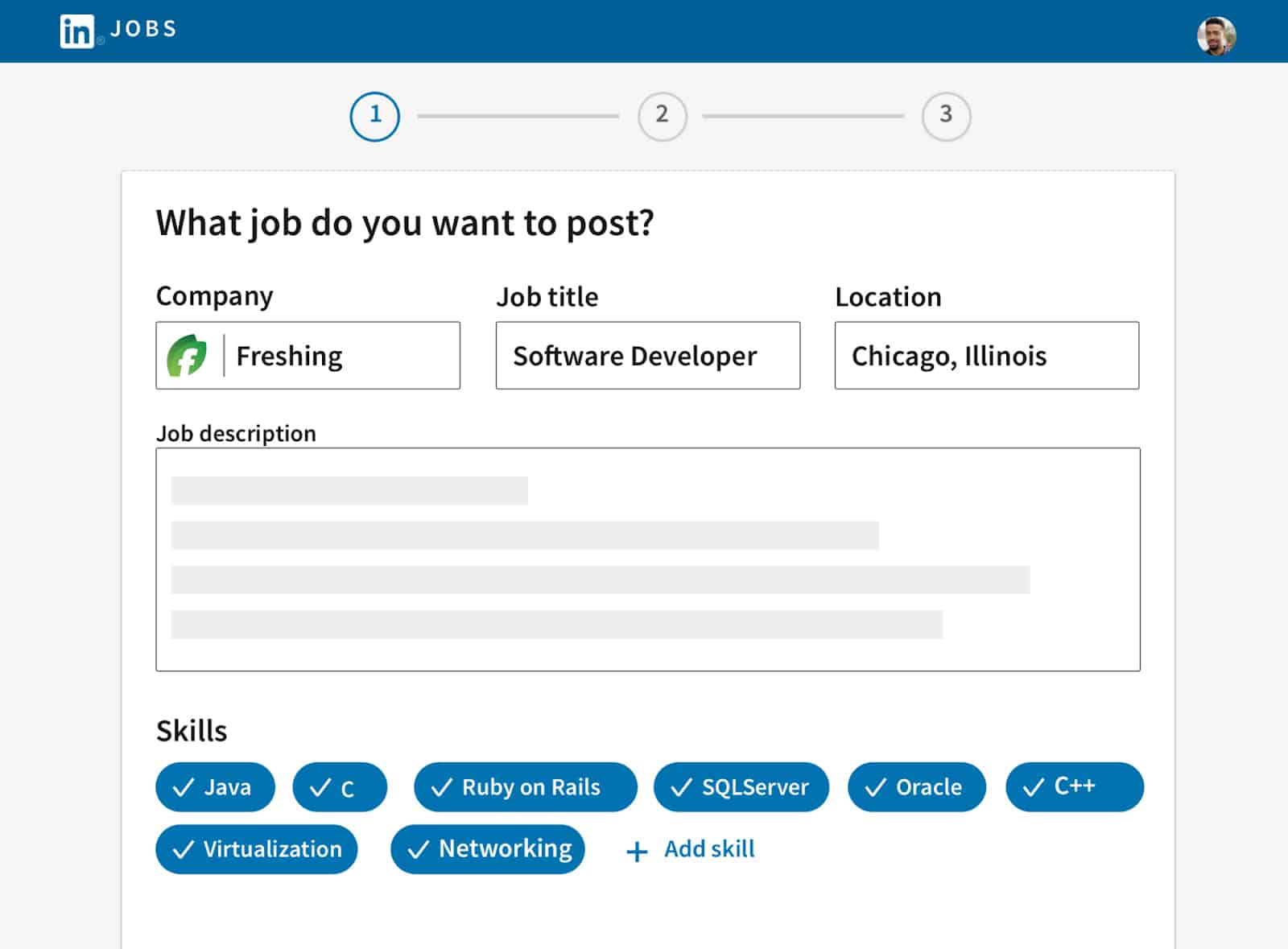 LinkedIn发布的空缺职位截图