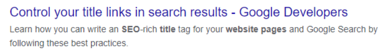 谷歌搜索结果的例子与SEO标题和元描述。