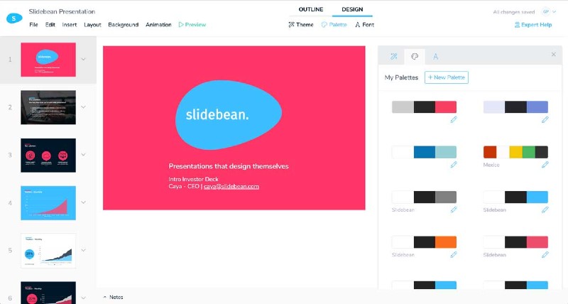 来自Slidebean的各种预先设计的模板。