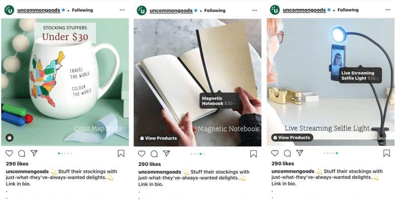 一个可购物的Instagram帖子的截图示例
