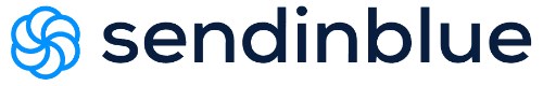 Sendinblue的标志，链接到Sendinblue的主页在一个新的选项卡。
