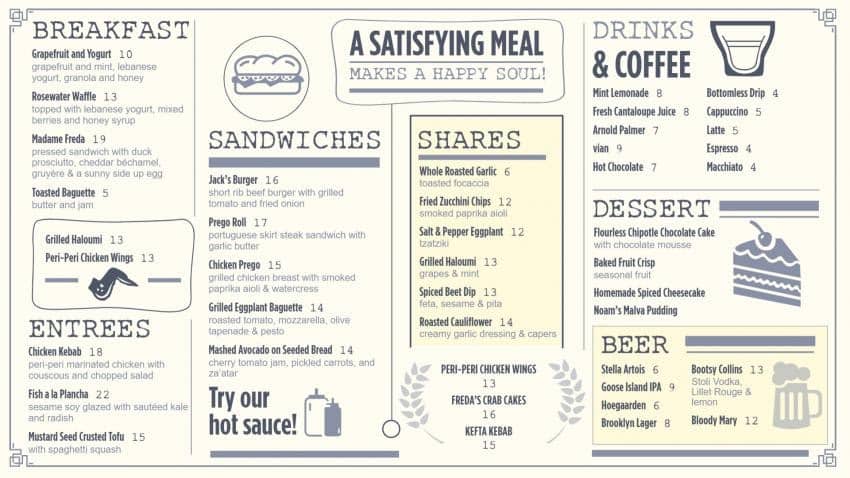 大菜单餐厅的DSMenu示例模板菜单。