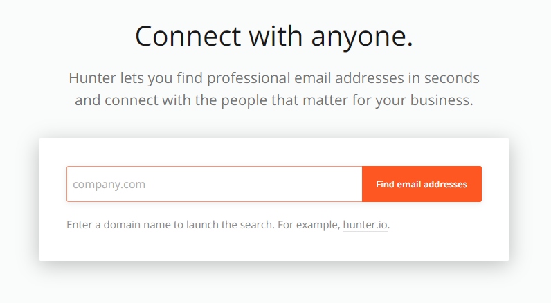 Hunter.io的域名搜索框。