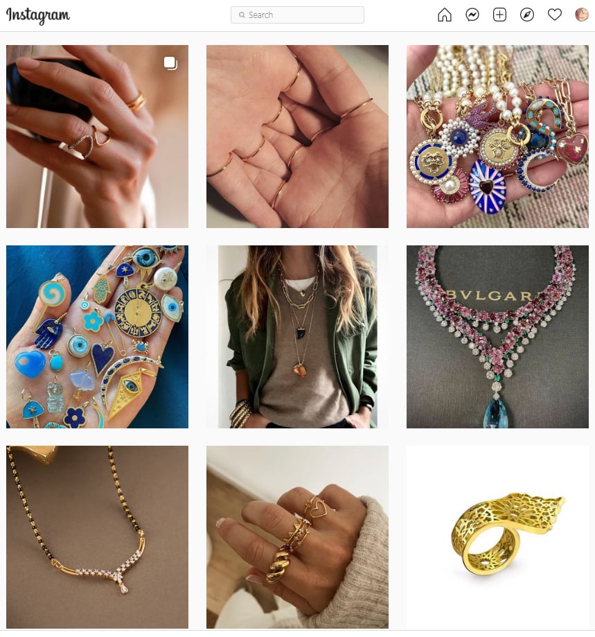 一个关于珠宝的Instagram帖子的例子。