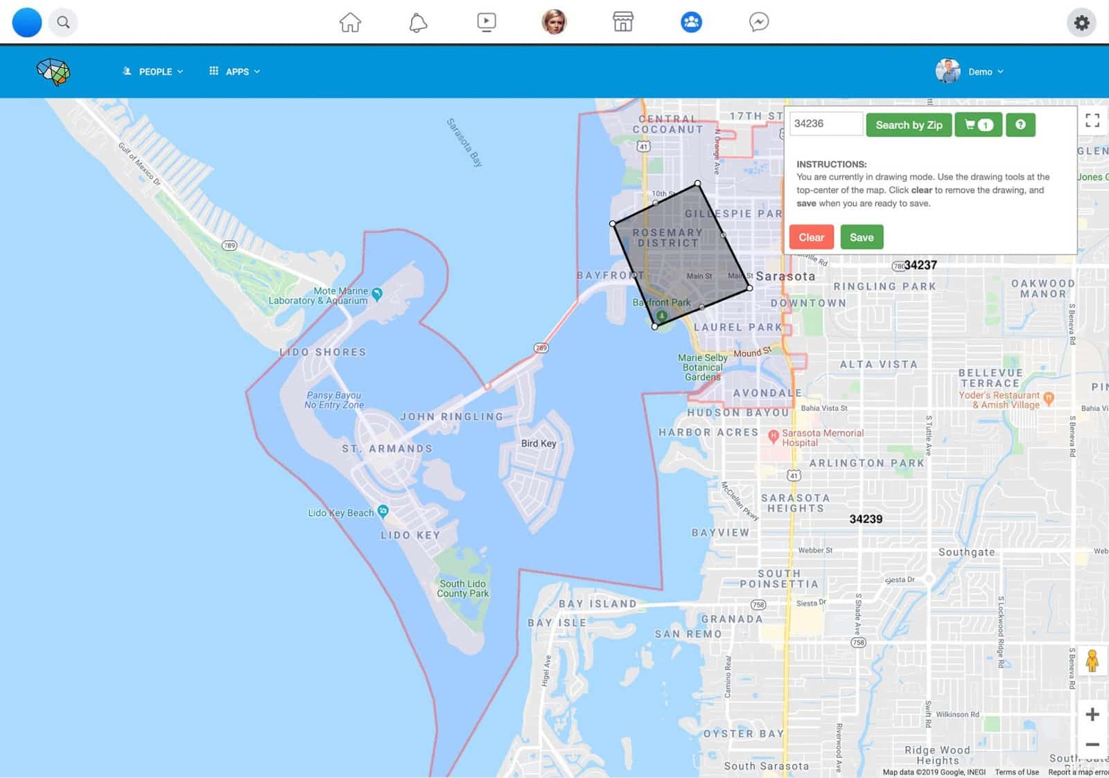 Offrs领土建设者地图应用程序的一个图像示例。