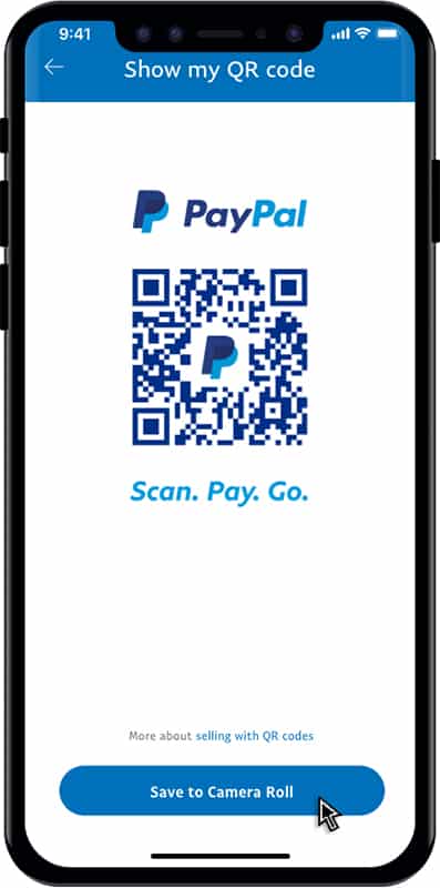 PayPal业务扩展菜单选项的二维码样本。