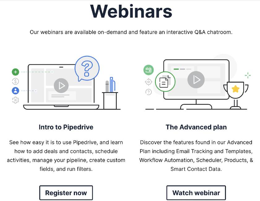 Pipedrive学院培训网络研讨会截图